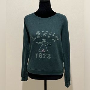 Vintage Levi's 1873 Embroidered Sweatshirt Size S Green Crewneck Pullover 90s